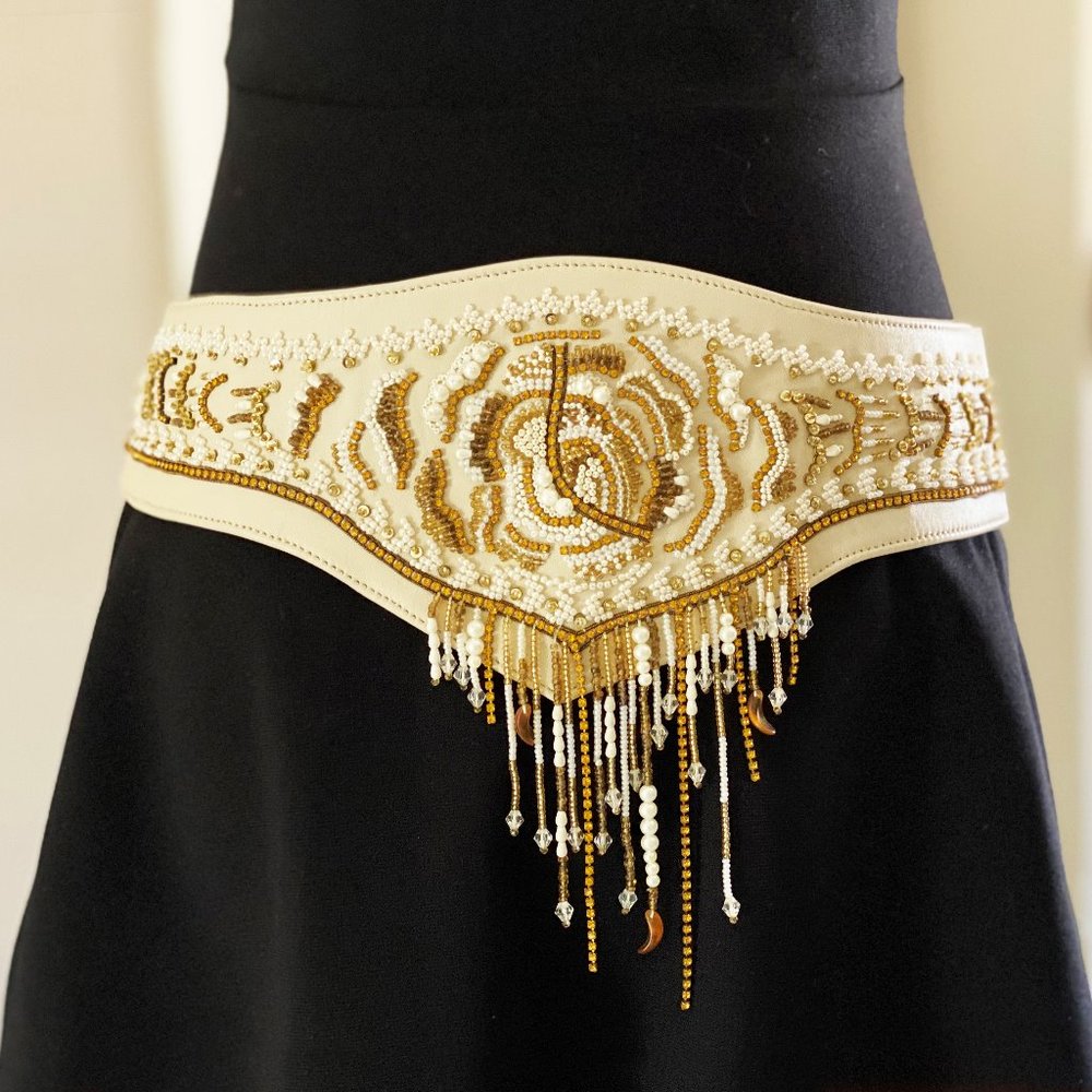 ❤️🤠 WESTERN Beaded BELT leather COWGIRL Designer
